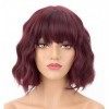 LEMEIZ Red Wigs with Fringe, Red Synthetic Wig for Women, Short Curly Synthetic Wig with Fringe, Short Curly Wig 10 inch LEME