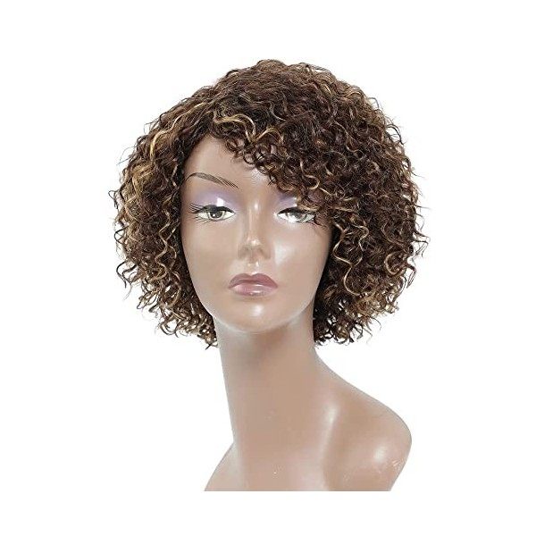 Morichy Perruque Femme Naturelle Courte de Cheveux Humains Bouclés Brésiliens Perruque Cheveux Humain Frisés pour les femmes 