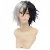 HH Building Fashionable Short Fluffy Layers Cosplay Costume Wig Mix Color Hair Black White by HH Building