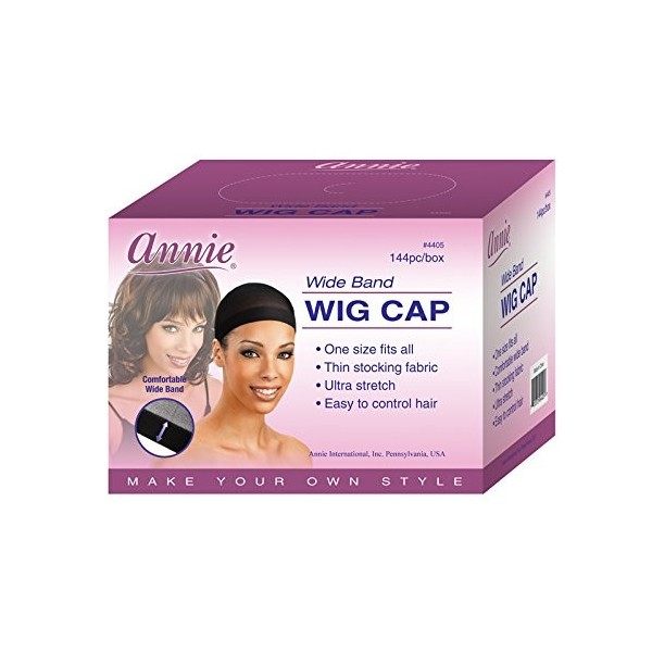 Annie Wide Band Wig Cap, Black, 144 Count by Annie