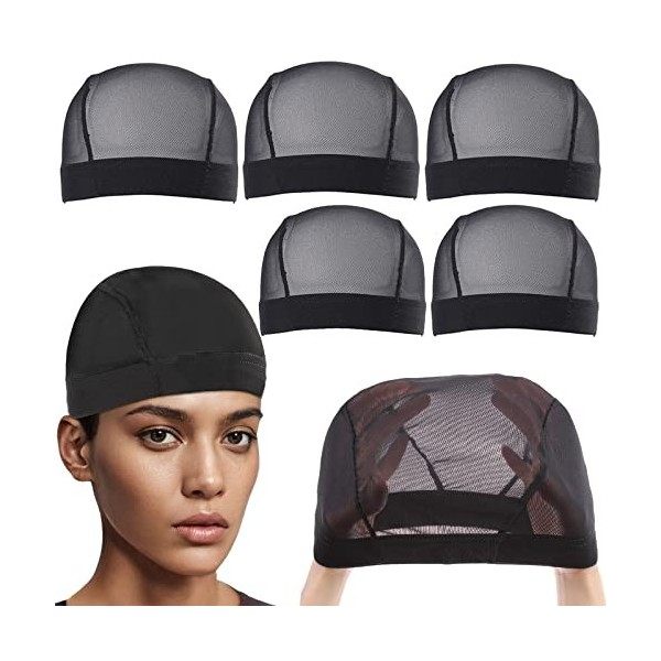 Leeven 5 Packs Wig Cap pour Perruque Nylon Nior Cap de Perruque Capuchon Elastic Wig Cap pour Perruque Taille S 51,5-56,2cm