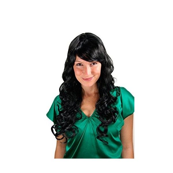 WIG ME UP - Longue Perruque Noire, Composée De Cheveux Bouclés 65Cm