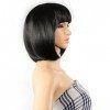 AGPtek 33 cm de haute qualité style Bob droite courte perruque Disco Party Cheveux Bang résistant à la chaleur Full wig-black