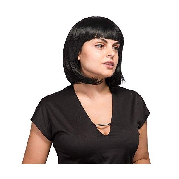 AGPtek 33 cm de haute qualité style Bob droite courte perruque Disco Party Cheveux Bang résistant à la chaleur Full wig-black