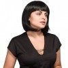 AGPtek 33 cm de haute qualité style Bob droite courte perruque Disco Party Cheveux Bang résistant à la chaleur Full wig-black