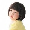 Rise World Wig Black Fashion Perruques droite pour les enfants Enfant plat Bangs perruque synthétique BOB Cosplay