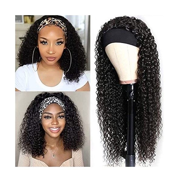 Perruque Bandeau Cheveux Femme Bresilienne Bouclée No Lace Front Headband Wigs Perruques De Cheveux Humains Pour Femmes Femme