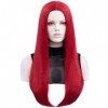 Morticia Womens 27" Long Straight Middle Parting Halloween Costume Cosplay and Daily Wig… Rouge 