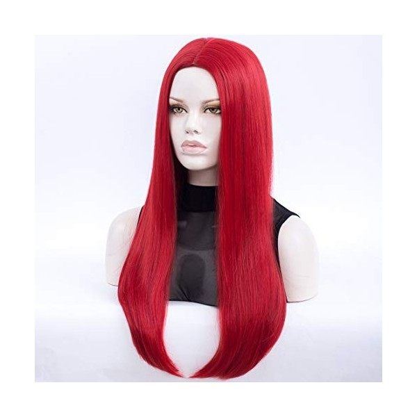 Morticia Womens 27" Long Straight Middle Parting Halloween Costume Cosplay and Daily Wig… Rouge 