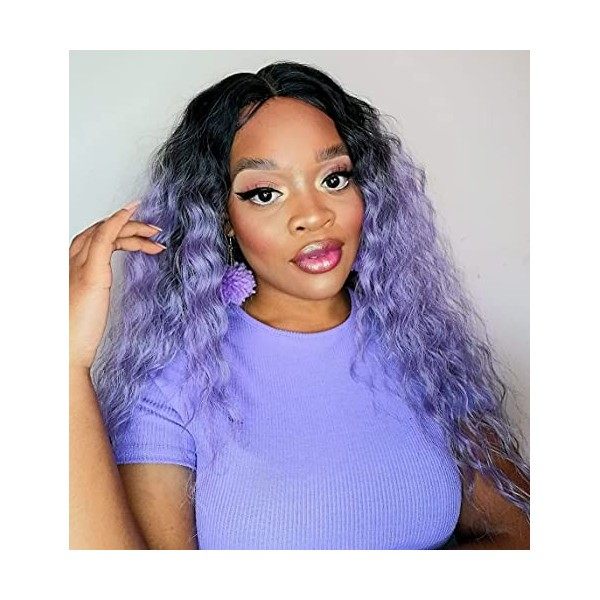 SLEEK synthétique perruque de dentelle 30” long Lace Parting Wig perruques bouclées Synthetic 4 Deep Parting With Baby Hair