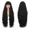 Noire Perruque pour Femme 76 cm Longue Naturelle Ondulés Bouclés Synthétiques Perruque avec Fringe, Long Black Wave Synthetic