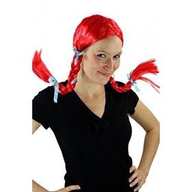 WIG ME UP Perruque rouge pétant, avec de longue tresse, sexy, idéal pour Carnaval.