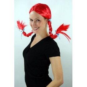 WIG ME UP Perruque rouge pétant, avec de longue tresse, sexy, idéal pour Carnaval.