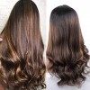 Middle Part Ombre Human Hair Wigs for Black Women Wavy Glueless Brazilian Virgin Hair Long Body Wave Wig With Baby Hair Hight