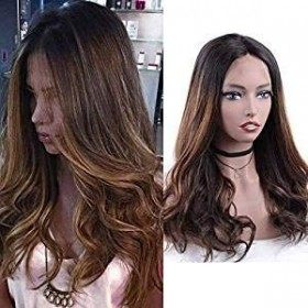 Middle Part Ombre Human Hair Wigs for Black Women Wavy Glueless Brazilian Virgin Hair Long Body Wave Wig With Baby Hair Hight