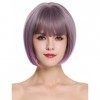 WIG ME UP - H1808-10AT366 Perruque dame carré court lisse frange mélange violet