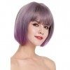 WIG ME UP - H1808-10AT366 Perruque dame carré court lisse frange mélange violet