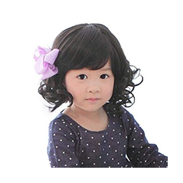 Rise World Wig Nouvelle mode noirs bouclés Perruques pour les enfants Enfants bienvenus chaleur Bangs perruque cosplay