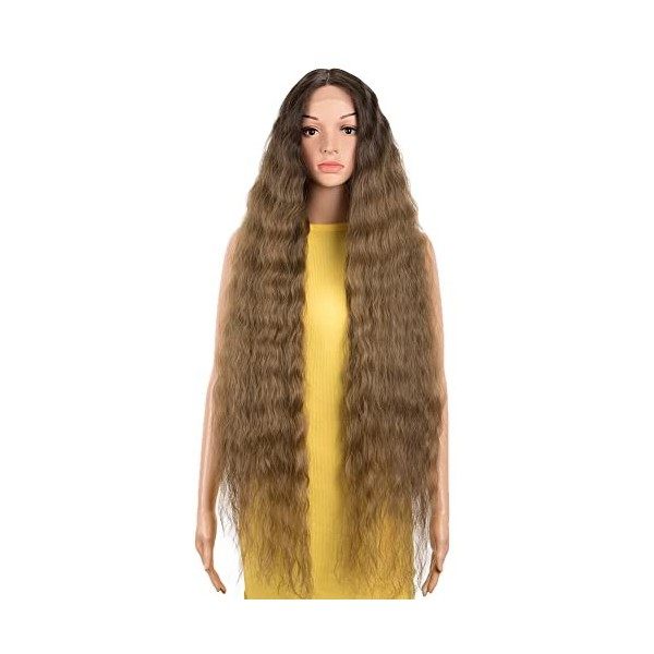 DÉBUT Perruque lace front super longue et ondulée pour femme - 104,1 cm - 280 g - Fibre synthétique résistante à la chaleur -