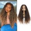 SOKU Lace Front Faux Locs Perruque Tressée 72cm Dentelle Suisse Ombre Brun Mixte Bohemian Cheveux Bouclés Synthétique Crochet