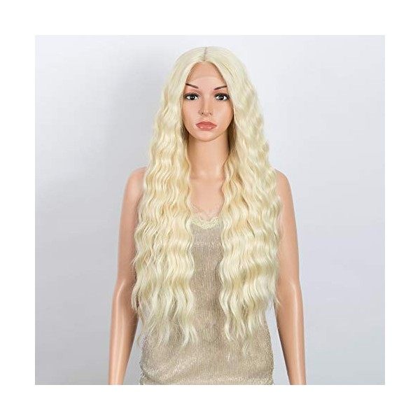 DÉBUT Perruque lace front - 76,2 cm - Cheveux synthétiques résistants à la chaleur - 240 g - 15,2 cm - TT6/23C : blond ombré