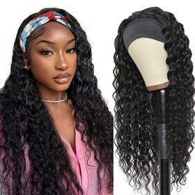 Perruque bandeau Perruque bresilienne bouclée afro Perruque naturelle femme headband wig non lace frontal wig human hair 14in