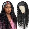 Perruque bandeau Perruque bresilienne bouclée afro Perruque naturelle femme headband wig non lace frontal wig human hair 14in