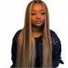 JcziJcx Perruque Blonde 4x4 Lace Closure Wig Straight Human Hair Wig Ombre Brown Human Hair Wig With Baby Hair P4/30 Glueless