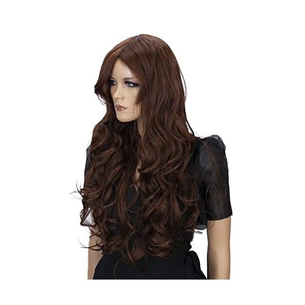 CAISHA by PRETTYSHOP Perruque Volumineuse Cheveux Longs Cosplay Théâtre Spectacle Ondulé Noir FP712