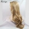 Xiweiya Perruque lace front pour femme Cheveux synthétiques ondulés longs Aspect naturel Fibres résistantes à la chaleur Raie