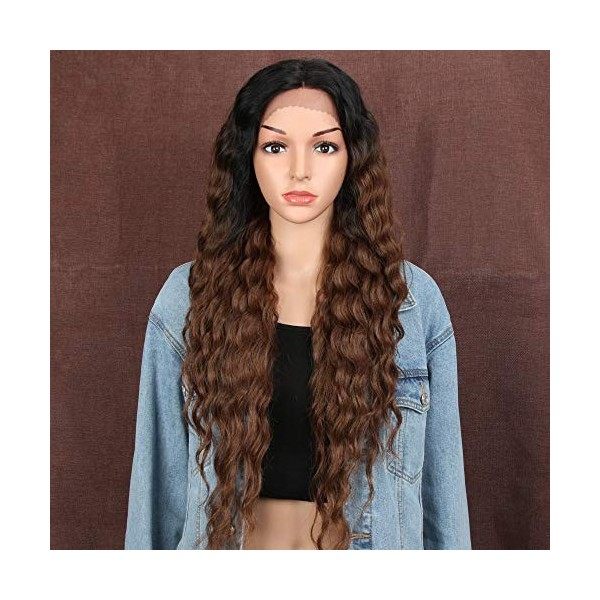 Style Icon perruques Lace Front Wigs Synthetique 76cm Longue Perruque Ondulée Devant En Dentelle Perruque Pour Femmes Fibres 