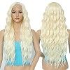 Sylhair Perruque Femme Naturelle 30" Platine Blond Lace Front Perruques Bouclés Perruques de Cheveux Ondulés Synthétique Perr