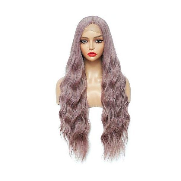 Sylhair Perruque Femme Naturelle 30" Platine Blond Lace Front Perruques Bouclés Perruques de Cheveux Ondulés Synthétique Perr