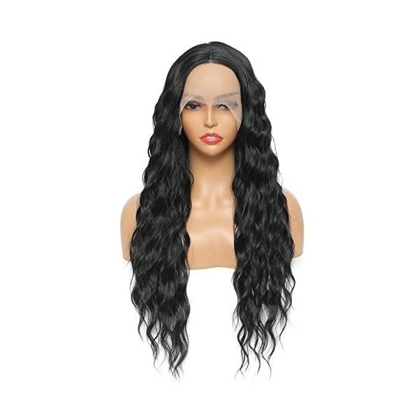 Sylhair Perruque Femme Naturelle 30" Platine Blond Lace Front Perruques Bouclés Perruques de Cheveux Ondulés Synthétique Perr