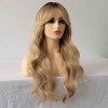 Sylhair 26 pouces/66cm perruque blonde avec frange longue ombre blonde perruque ondulée pour les femmes perruque de cheveux s