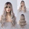 Sylhair 26 pouces/66cm perruque blonde avec frange longue ombre blonde perruque ondulée pour les femmes perruque de cheveux s