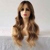 Sylhair 26 pouces/66cm perruque blonde avec frange longue ombre blonde perruque ondulée pour les femmes perruque de cheveux s