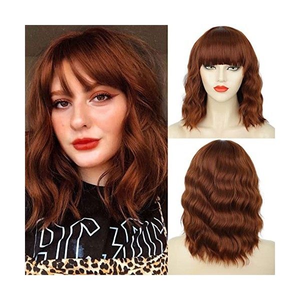 Perruque Auburn Femme Bob avec des boucles poney Naturel Perruques pour Femmes/Afro Perrucke Wig DE079