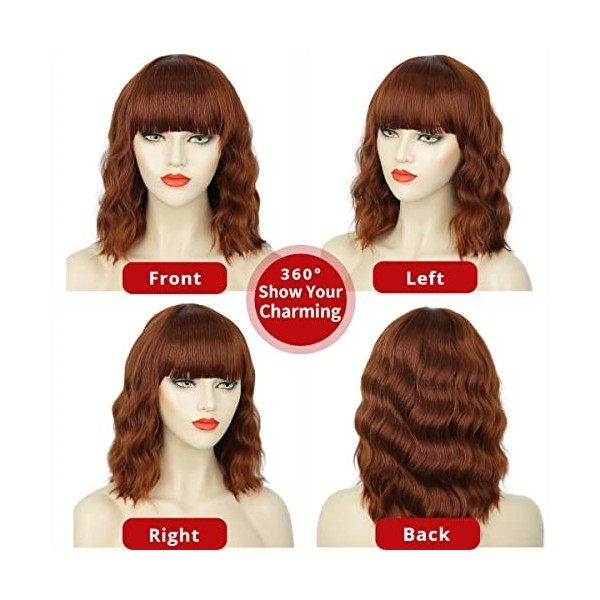 Perruque Auburn Femme Bob avec des boucles poney Naturel Perruques pour Femmes/Afro Perrucke Wig DE079