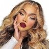 Perruque Bresilienne Bouclée Lace Wig Human Hair Ombre P4/27 Lace Front Wigs Honey Blonde Ombre Wig 4x4 Free Part Lace Closur