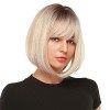 Emmor ombre blonde bob perruque pour femme avec franges courtes perruques remplacement synthétique résistant à la chaleur