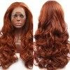 ATAYOU® Perruque Lace Front Longue Auburn Gingembre Cuivre Rouge-ATAYOU Perruque Naturelle Ondulée Sans Colle Avant En Dentel