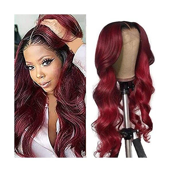 AiPliantfis Lace Front Wig Burgundy Echthaar Perücke Free Part Wig With Baby Hair Bleached Knot Brazilian Remy Hair Unprocess