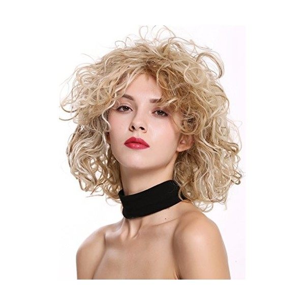 WIG ME UP - DW-2698-2BH30 Perruque dame courte hauteur dépaules bouclée sauvage volumineuse brun châtain mèches brun foncé