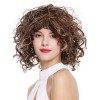 WIG ME UP - DW-2698-2BH30 Perruque dame courte hauteur dépaules bouclée sauvage volumineuse brun châtain mèches brun foncé