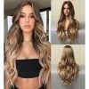 Perruques blondes ombrées pour femmes perruque de cheveux longs ondulés BLONDE UNICORN Perruque naturelle attachée à la main 