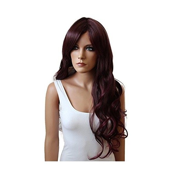 CAISHA by PRETTYSHOP Perruque Wig Volumineuse Cheveux Longs Cosplay Théâtre Show Ondulé Bordeaux FS836e