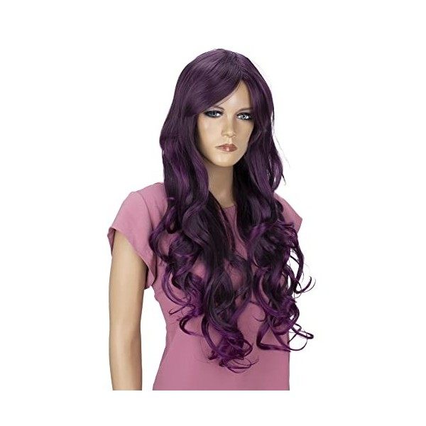 CAISHA by PRETTYSHOP Perruque Wig Volumineuse Cheveux Longs Cosplay Théâtre Show Ondulé Bordeaux FS836e