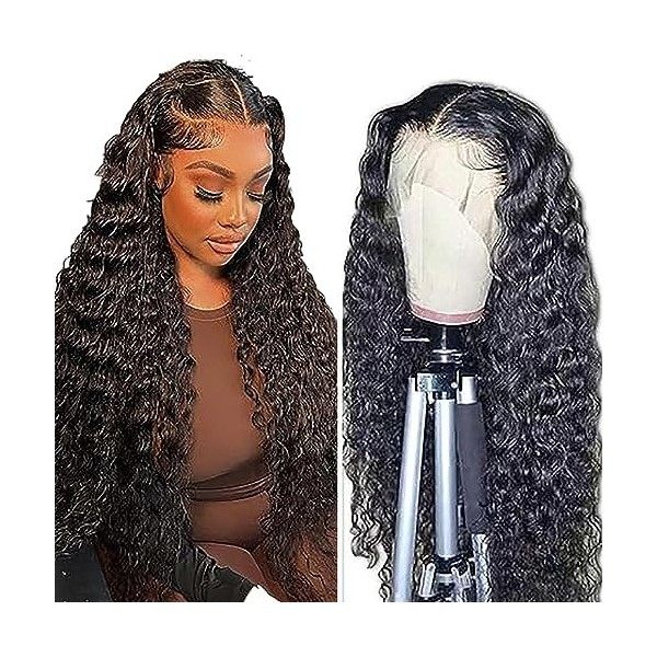 Pliantfis Perruques cheveux humains Water Wave Wigs with Baby Hair 150% Density Pre Plucked Brazilian Remy Hair Free Part Unp