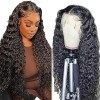 Pliantfis Perruques cheveux humains Water Wave Wigs with Baby Hair 150% Density Pre Plucked Brazilian Remy Hair Free Part Unp